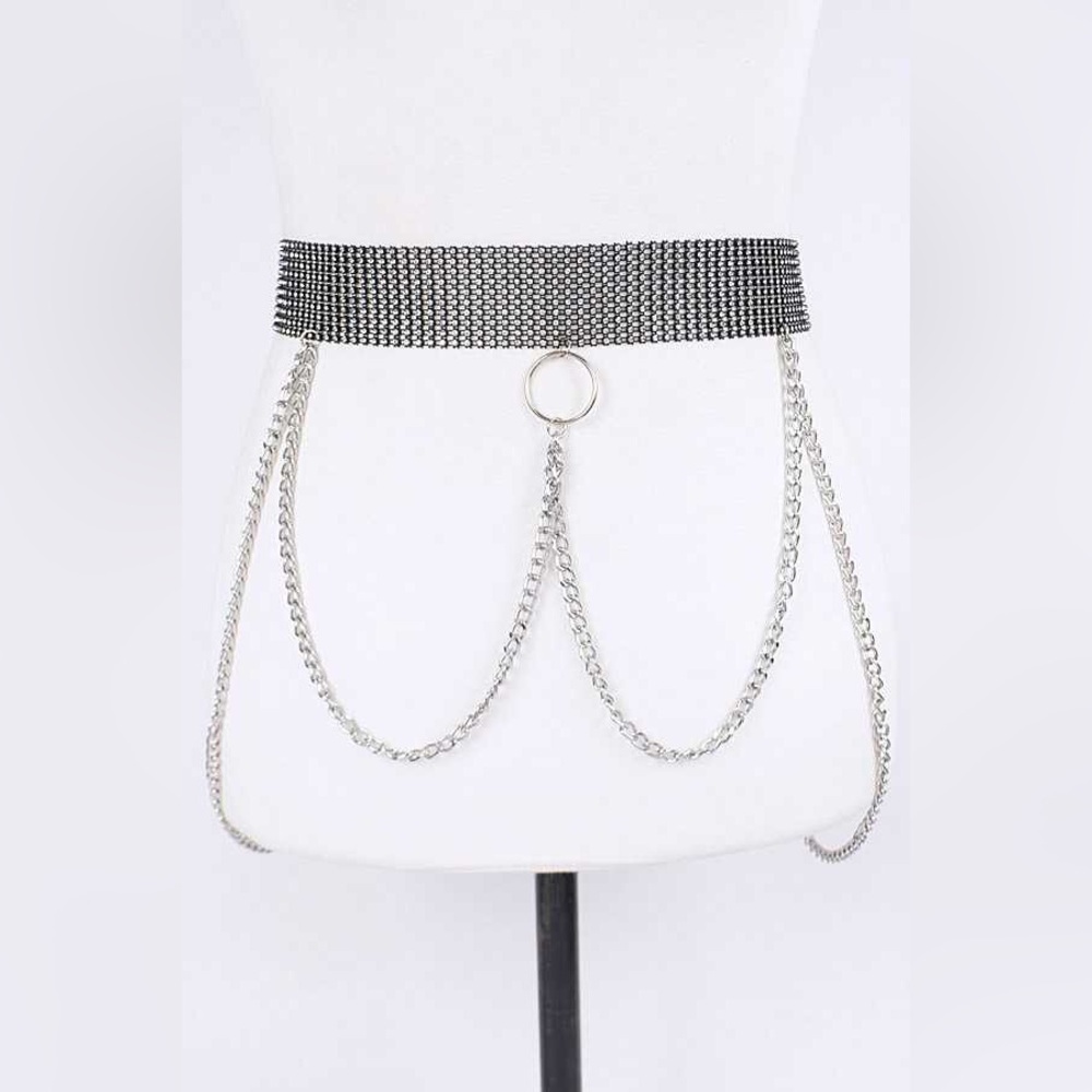 Metal Chain Layered Statement Belt